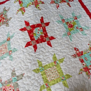 Ruby&#39;s Ribbon Box Quilt Pattern Hard Copy Version  - Layer Cake or Fat Eighth - Crib and Throw Sizes