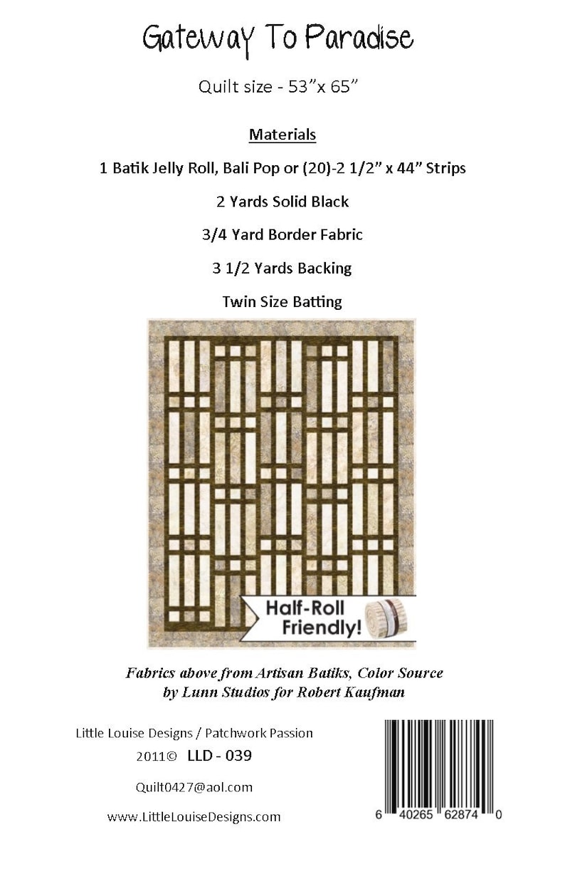 Quilt Pattern Gateway To Paradise Quilt Pattern Jelly Roll or Bali Pop Quick and EASY Throw Size Hard Copy Version image 2