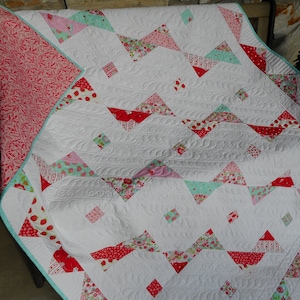 A Banner Day Modern Quilt Pattern -  Uses a Jelly Roll - Sizes Crib to King -  Confident Beginner - Hard Copy