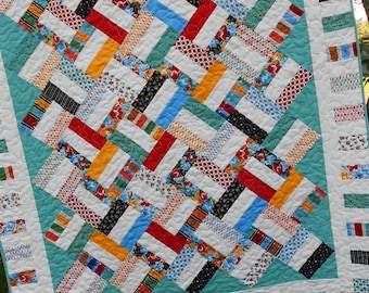 Jelly Roll Quilt Pattern: Pickup Sticks, Baby & Throw Sizes (PDF INSTANT DOWNLOAD)