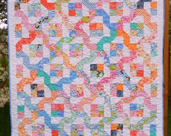 Wickel Nine Patch Quilt Pattern PDF SOFORTIGER DOWNLOAD Schichttorten- oder Jelly-Roll-Friendly