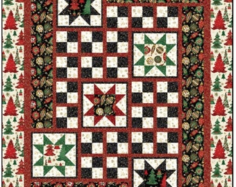 Christmas Quilt Pattern -  Elegant Christmas - Size 64" x 79"  -  Intermediate -PDF INSTANT DOWNLOAD