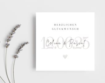 Hochzeitskarte personalisiert Glückwunschkarte zur Hochzeit – elegante Klappkarte mit Namen & Datum, Geschenkidee