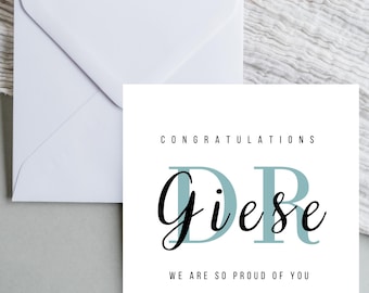 Promotion Karte  Personalisierte Glückwunschkarte Doktor – Graduation Congratulations Card, Klappkarte mit Umschlag
