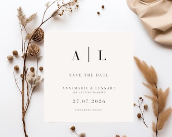 Gepersonaliseerde Save the Date-kaart, Save the Date-kaart voor de bruiloft, minimalistische Save the Date-kaart, trouwkaart, moderne trouwkaarten
