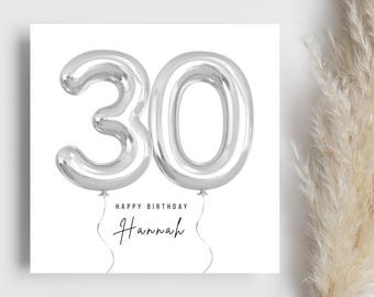 Personalized birthday card, birthday card with name, watercolor design card, balloon-themed folding card, Happy Birthday card