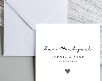 Personalized wedding card, for the wedding with names & date – romantic card, wedding card, gift - QUICK DOWNLOAD