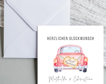 Personalized wedding card, wedding congratulations, wedding gift, wedding card with names