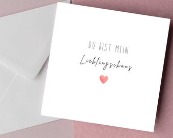 You're My Favorite Chaos Card | Loving Card for Partner | Valentine's Day Card | Romantic Greeting Card with Heart | Folded Card
