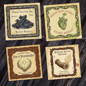 Vintage Christmas Potion Labels | Printable Holiday Apothecary Tags ...