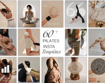 Pilates Instagram Canva Templates | Social Media Posts | Mindful Fitness Quote Templates | Editable