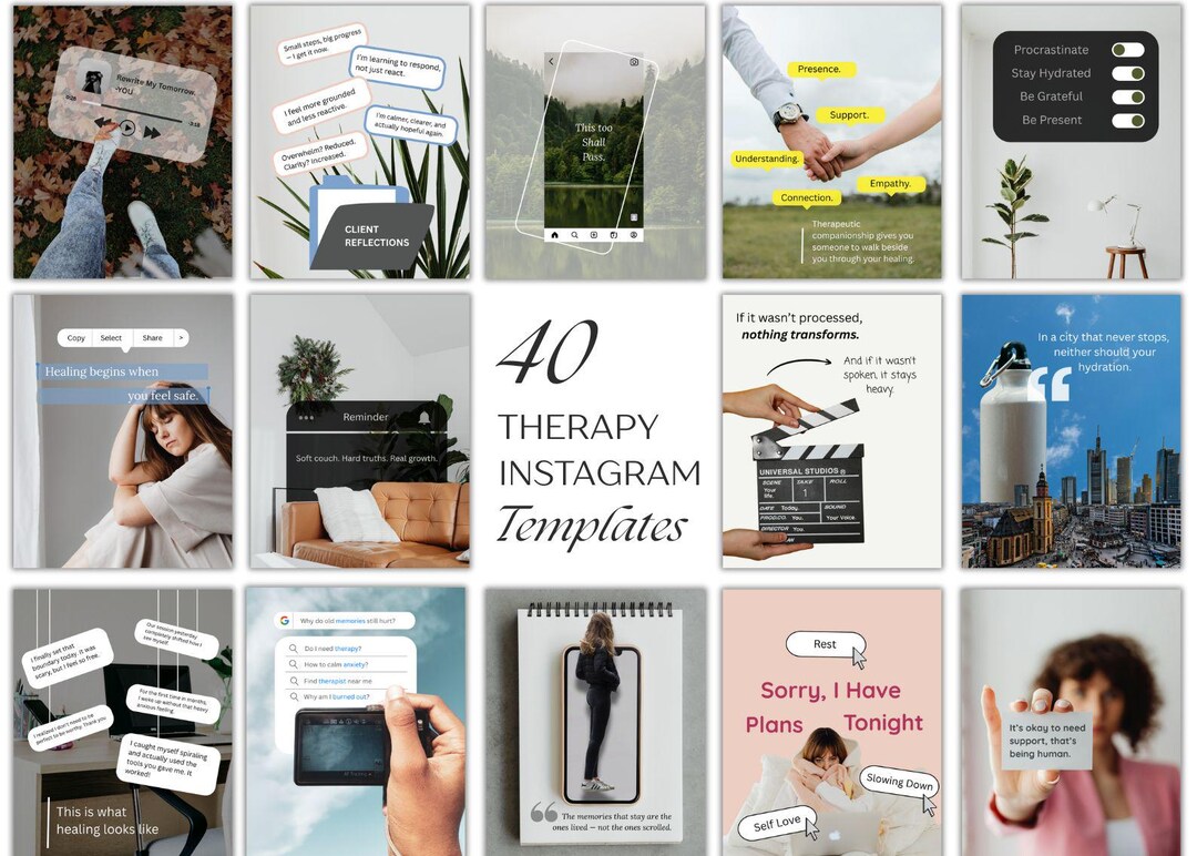 40 Therapy Instagram Templates | Mental Health Canva Templates ...