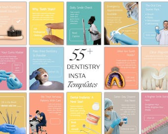 Dentist Instagram Templates Canva | Dental Clinic Social Media Bundle |  Dental Marketing
