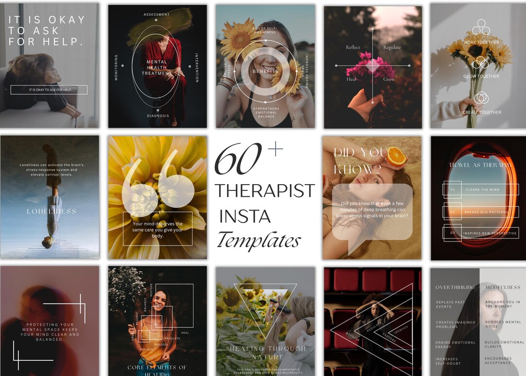 Therapist Instagram Templates | Mental Health Canva Templates ...