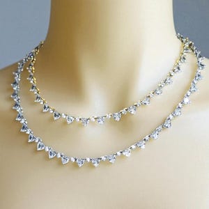 Minimalist Heart Tennis Chain Necklace: CZ Rhinestone Party Jewelry