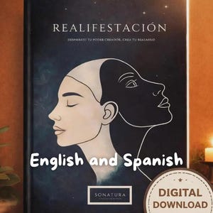 May include: A book titled "REALIFESTACIÓN" with the text "DESPIERATO TU PODER CREADOR, CREA TU REALASSID". The cover features a stylized illustration of two faces in profile, one light and one dark. Includes a "DIGITAL DOWNLOAD" sticker.