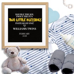 Editable Twins Pregnancy Announcement Card, Double Joy Baby Reveal, Twins Announcement Digital Template, Newborn Name Sign, Baby Shower Gift