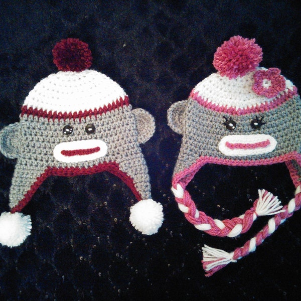 Crochet Sock Monkey Hat Pattern             Instant Download