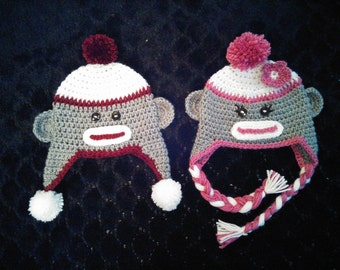 Sock Monkey  Crochet Hat Pattern