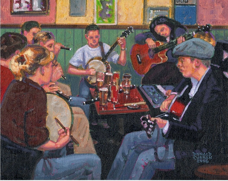 Color Print of Oil Painting, Pub Partying, Ireland image 1