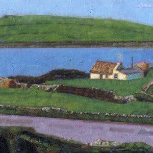 Color Print of Oil Painting, Irish Cottage Landscape, Ireland