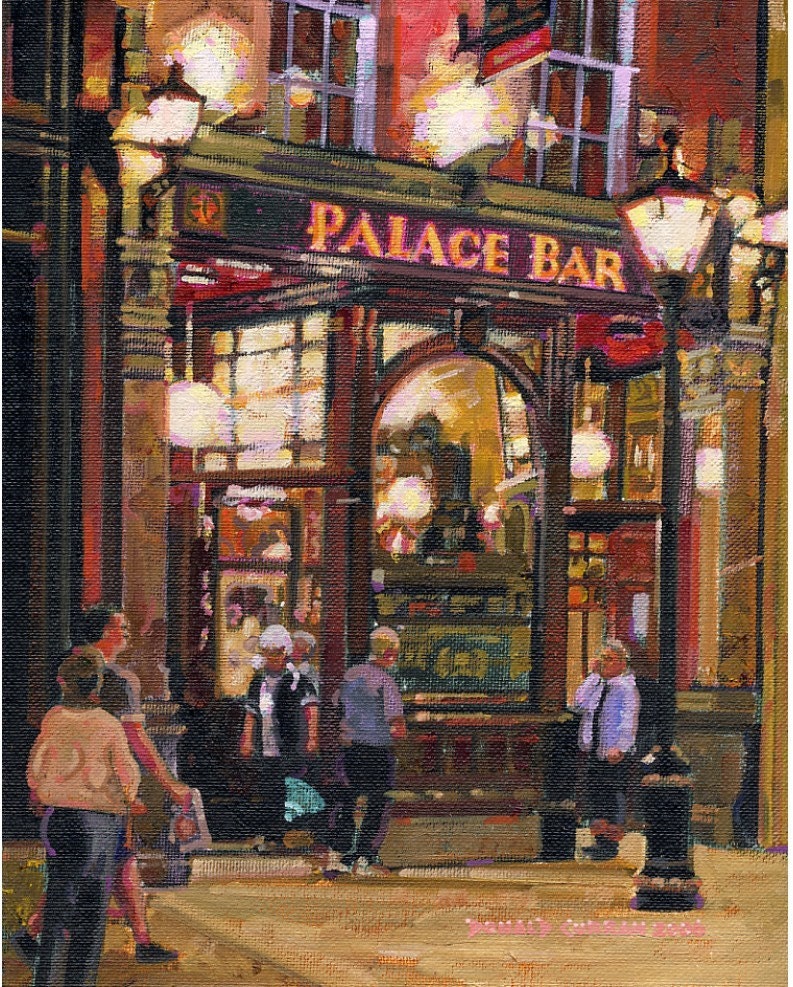 Color Print of Oil Painting, Dublin Pub Irish Scene 45, Ireland Etsy