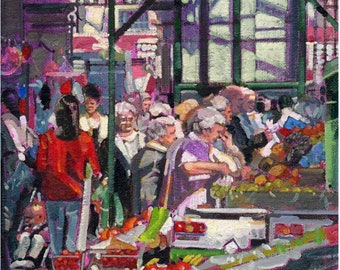 Color Print of Oil Painting, St. George's Market, Belfast, Ireland