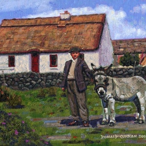 Color Print of Oil Painting, Farmer Cottage Irish Scene 176, Ireland