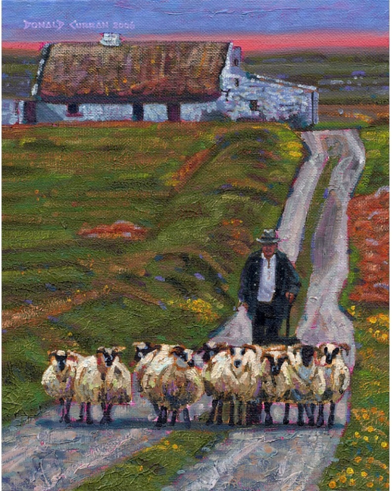 Color Print of Oil Painting, Shepherd Cottage Irish Scene 138, Ireland image 1