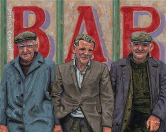 Color Print of Oil Painting, Buddies, Ireland