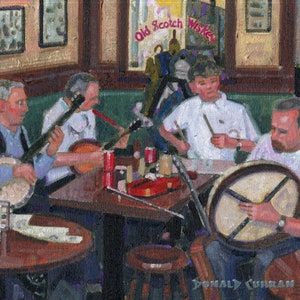 Color Print of Oil Painting, A Little Tune at the Pub, Ireland