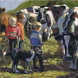 Color Print of Oil Painting, Irish Cowboys Scene 22, Ireland