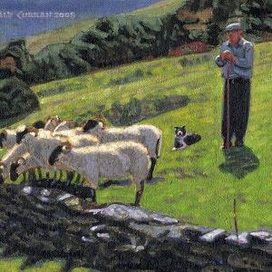 Color Print of Oil Painting, Shepherd Irish Scene 172, Ireland