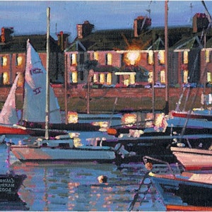 Color Print of Oil Painting, Harbour Boats, Skerries, Ireland