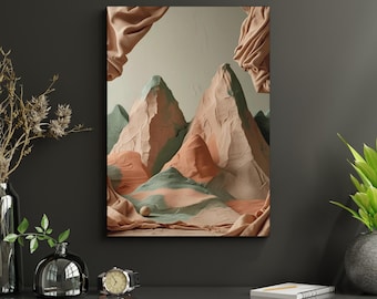 Abstract Mountain Landscape Print: Earth-Tone Desert Art (Digital Download)