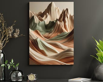 Erdfarbene Berglandschaft: Boho Neutral Kunst (Digitaler Download)