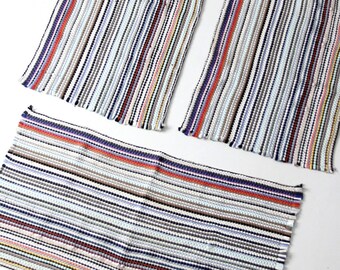set of 3 vintage rag rugs, striped accent rugs