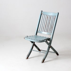 antique painted wood folding chair