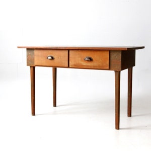 antique wooden work table with drawers