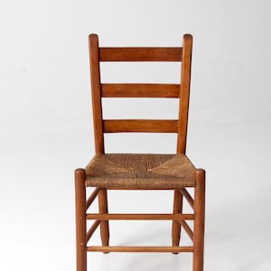 antique rush seat chair with ladder back