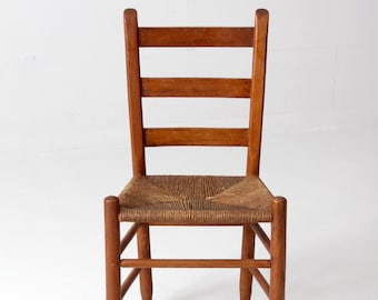 antique rush seat chair with ladder back