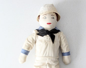 antique cloth sailor boy doll