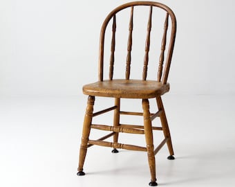 vintage wood spindle back chair, painted kitchen chair