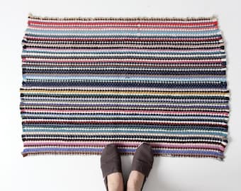 vintage rag rug, woven floor mat, throw rug