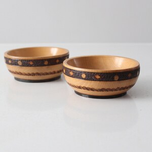 vintage carved wooden bowls pair