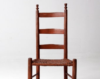 antique splint weave seat chair