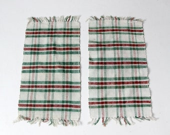 vintage plaid accent rugs pair