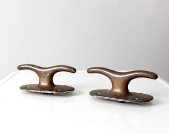 vintage brass boat cleats, nautical hardware