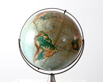 XL vintage world globe, 1960s Nystrom 16 inch desk globe