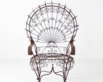 vintage wrought iron peacock chair